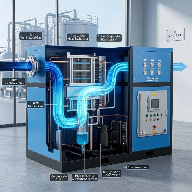 Essiccatore d’aria a refrigerazione per gas naturale personalizzato non standard